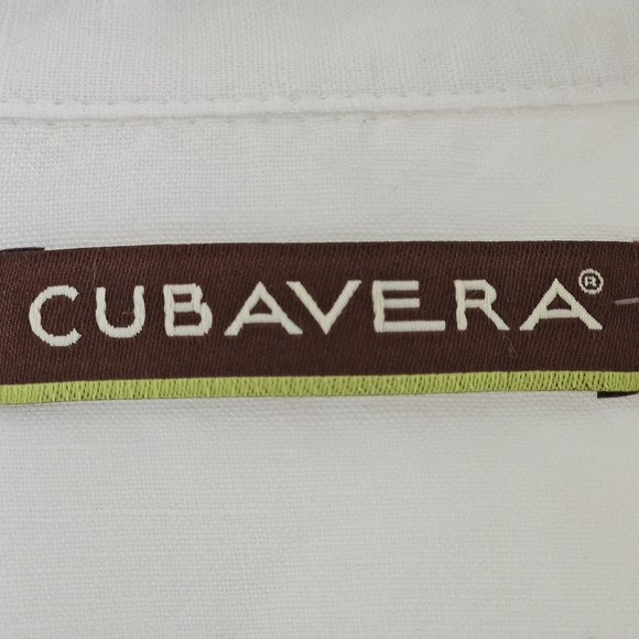 Cubavera White Casual Button Down Shirt Embroidery in Front Short Sleeves Sz L/G - Picture 7 of 12